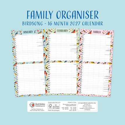 Red Robin Family Organiser Birdsong 2027