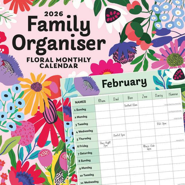 Red Robin Family Organiser Floral 2026