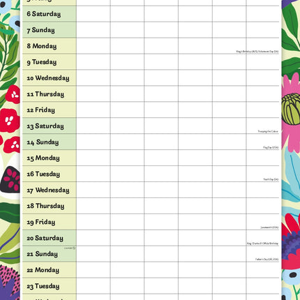 Red Robin Family Organiser Floral 2026