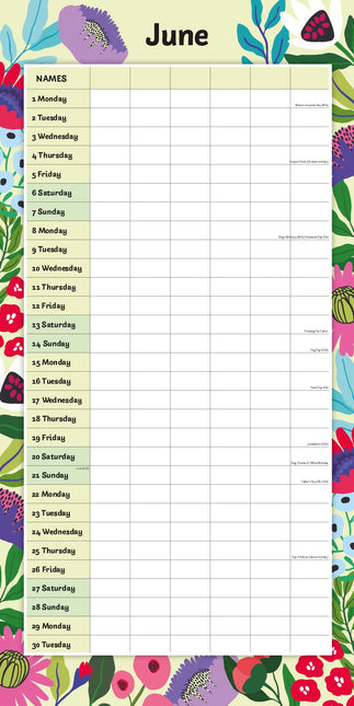 Red Robin Family Organiser Floral 2026