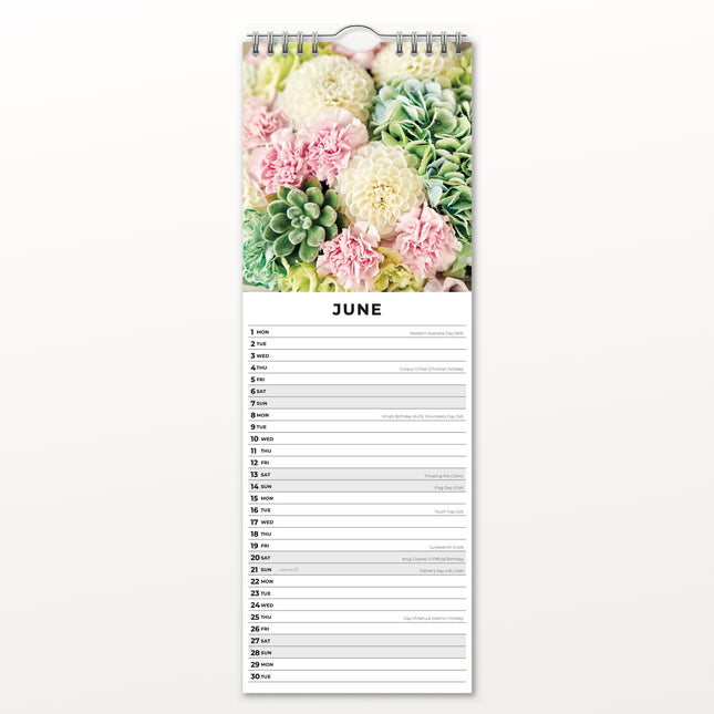 Red Robin Floral Collection Slimline Kalender 2026