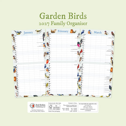 Red Robin Garden Birds Family Organiser 2027