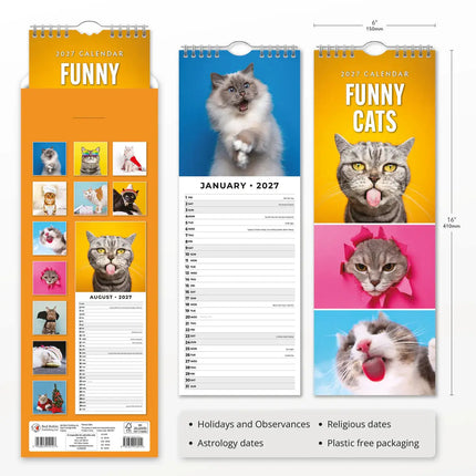 Red Robin Grappige Katten Slimline Kalender 2027