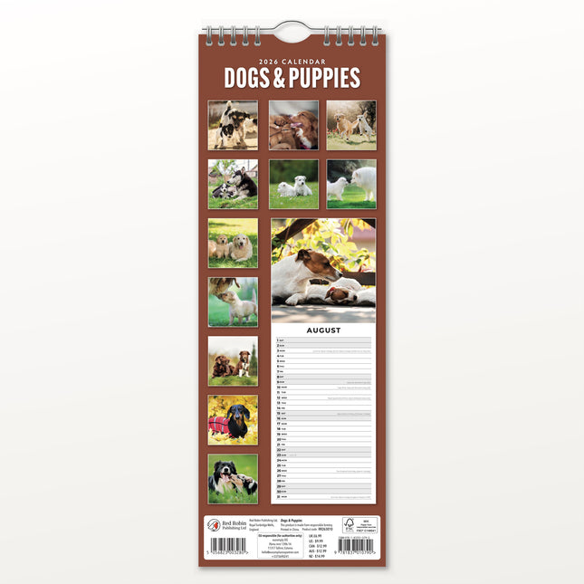 Red Robin Honden en Puppies Slimline Kalender 2026