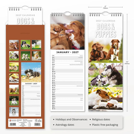 Red Robin Honden en Puppies Slimline Kalender 2027