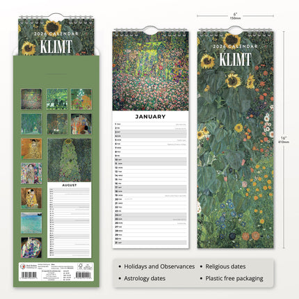 Red Robin Klimt Slimline Kalender 2026