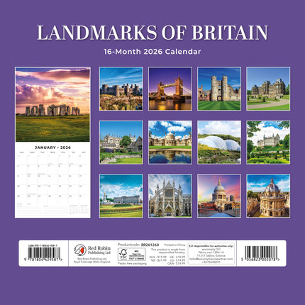 Red Robin Landmarks of Britain Kalender 2026