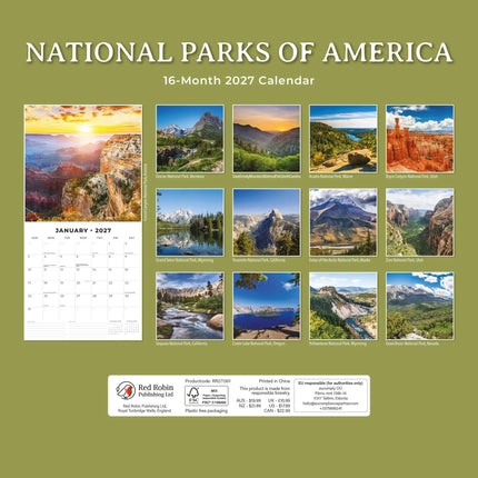 Red Robin National Parks of America Kalender 2027