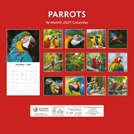 Red Robin Papegaaien Kalender 2027