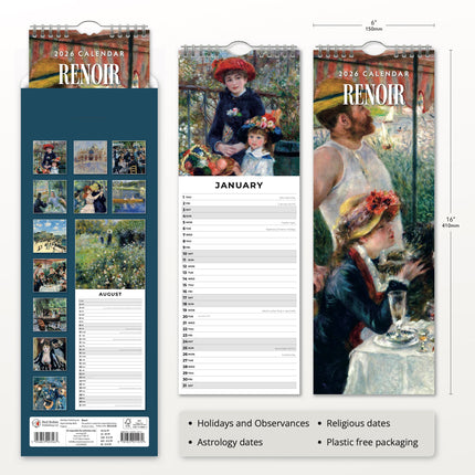 Red Robin Renoir Slimline Kalender 2026