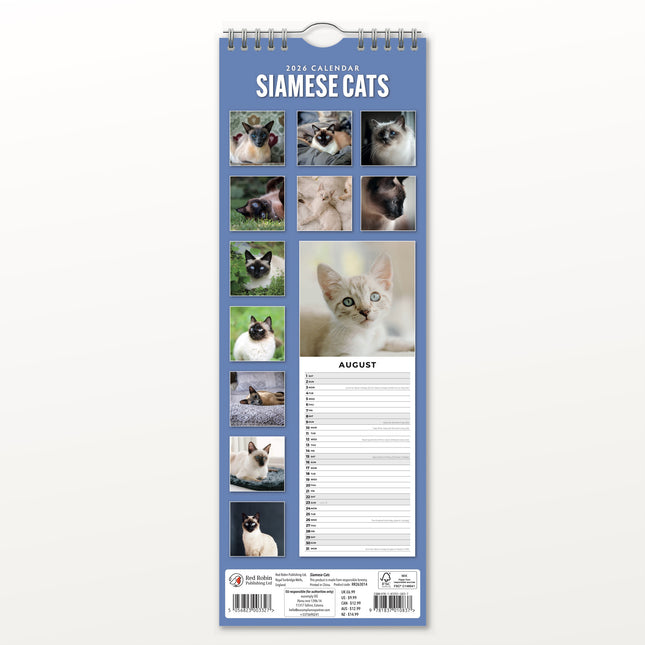 Red Robin Siamees Slimline Kalender 2026