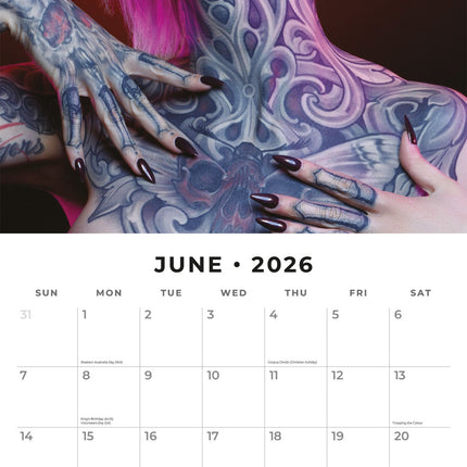 Red Robin Tattoo Girls Kalender 2026