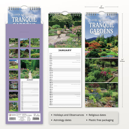 Red Robin Tranquil Gardens Slimline Kalender 2026