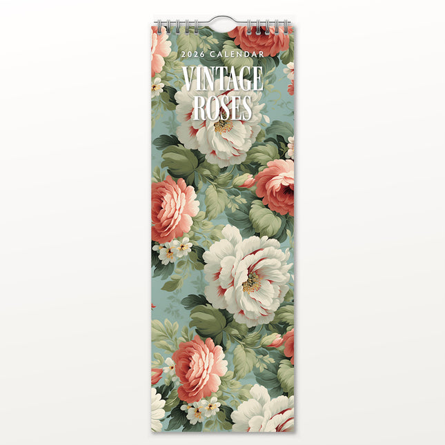 Red Robin Vintage Roses Slimline Kalender 2026