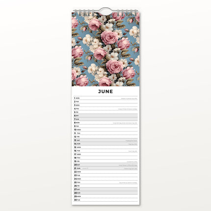 Red Robin Vintage Roses Slimline Kalender 2026