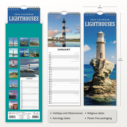 Red Robin Vuurtorens Slimline Kalender 2026