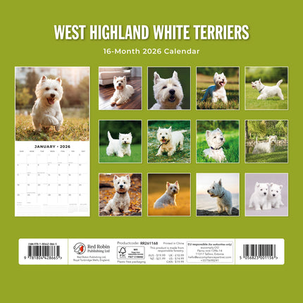 Red Robin West Highland White Terrier Kalender 2026