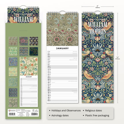 Red Robin William Morris Slimline Kalender 2026