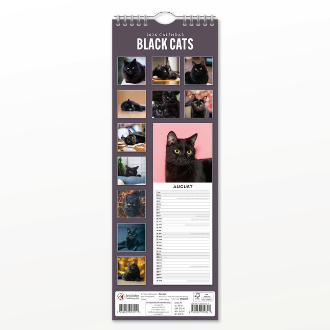 Red Robin Zwarte Katten Slimline Kalender 2026