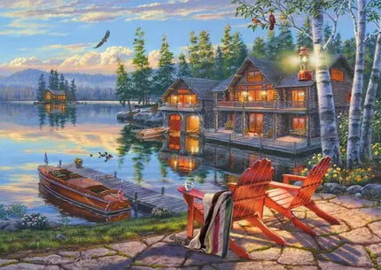 Schmidt Puzzle Disney The Banks of loon lake, New York Puzzel 1000 Stukjes