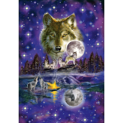 Schmidt Puzzle Wolf in het Maanlicht Puzzel 1000 Stukjes