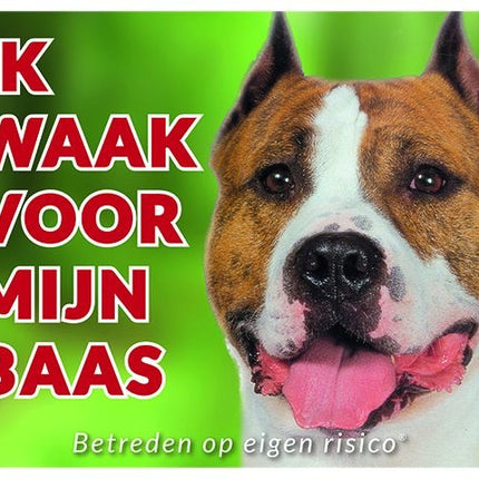 Stickerkoning American Staffordshire Terrier Waakbord - Ik Waak