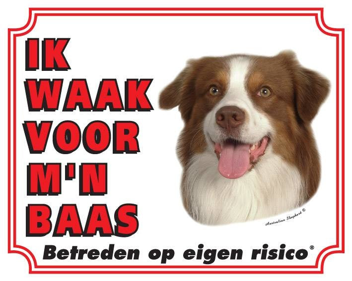 Stickerkoning Australian Shepherd Waakbord - Ik waak voor mijn