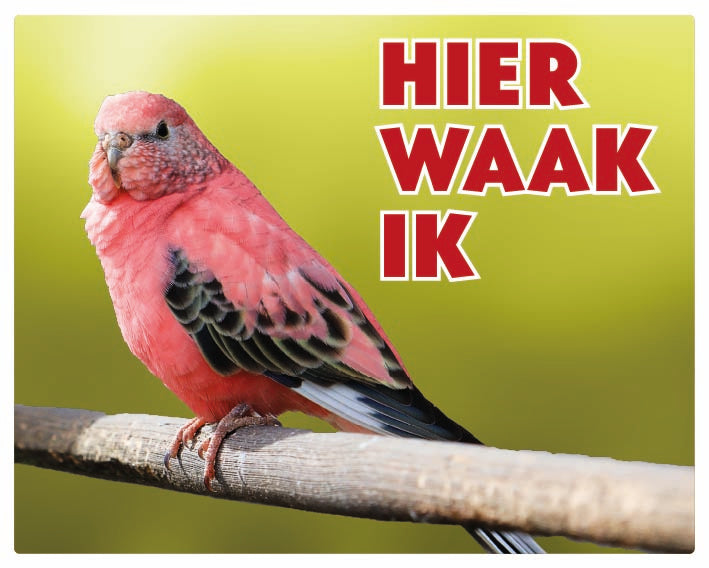 Stickerkoning Boerkes Parkiet Waakbord - Hier Waak Ik