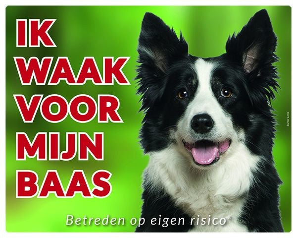 Stickerkoning Border Collie Waakbord - Ik waak voor mijn baas
