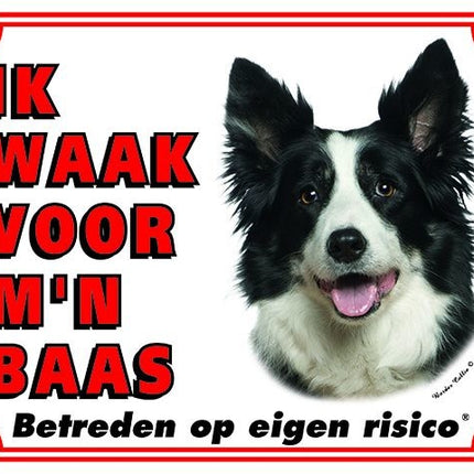 Stickerkoning Border Collie Waakbord - Ik waak voor mijn baas