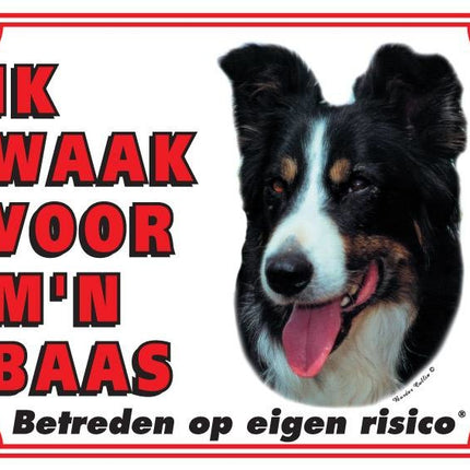 Stickerkoning Border Collie Waakbord - Ik waak voor mijn baas