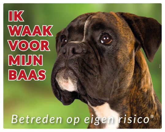 Stickerkoning Boxer Brindle Waakbord