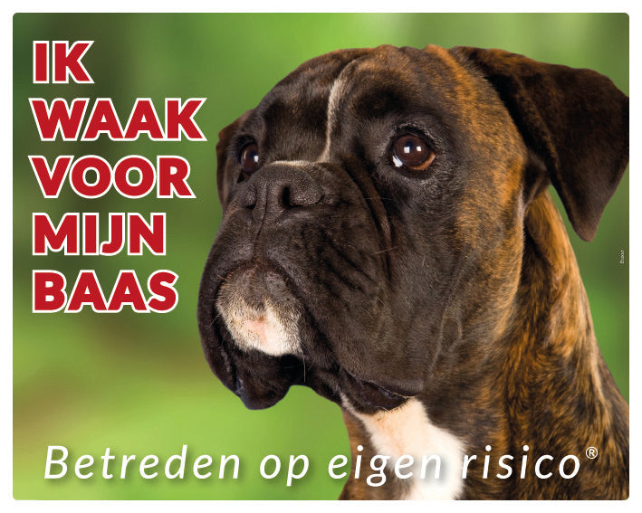 Stickerkoning Boxer Brindle Waakbord