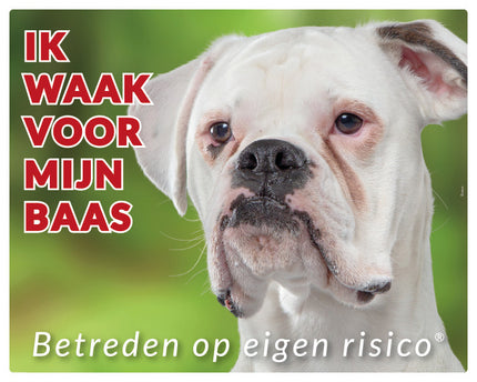 Stickerkoning Boxer Wit Waakbord