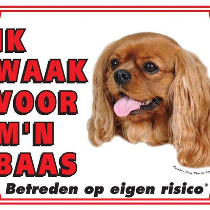 Stickerkoning Cavalier King Charles Spaniel Waakbord - Ruby