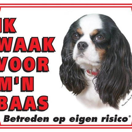 Stickerkoning Cavalier King Charles Spaniel Waakbord - Tricolour
