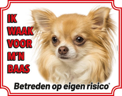 Stickerkoning Chihuahua Langhaar Blond Waakbord