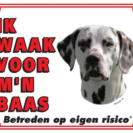 Stickerkoning Dalmatier Waakbord - Ik waak voor mijn baas