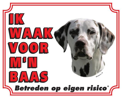 Stickerkoning Dalmatier Waakbord - Ik waak voor mijn baas