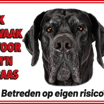 Stickerkoning Deense Dog Zwart Waakbord