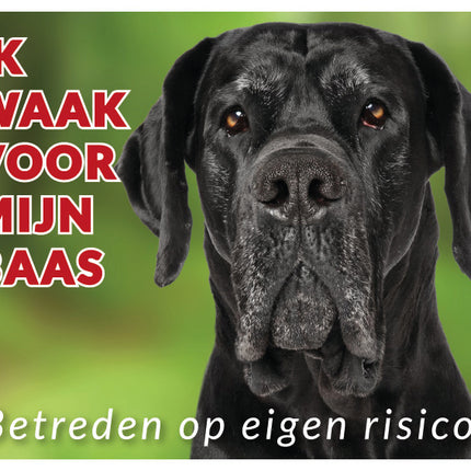 Stickerkoning Deense Dog Zwart Waakbord