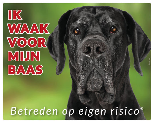 Stickerkoning Deense Dog Zwart Waakbord