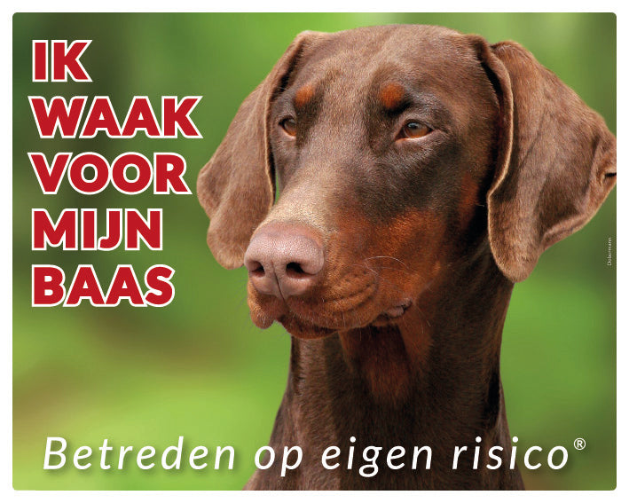 Stickerkoning Dobermann Bruin Waakbord