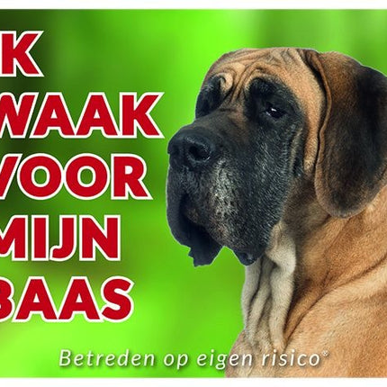 Stickerkoning Duitse Dog Waakbord - Ik waak voor mijn baas