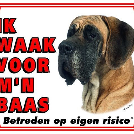Stickerkoning Duitse Dog Waakbord - Ik waak voor mijn baas