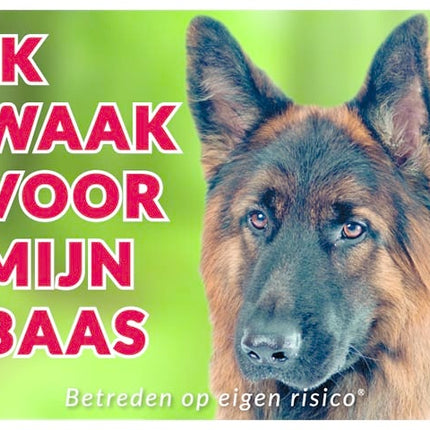 Stickerkoning Duitse Herder Waakbord - Ik waak voor mijn baas