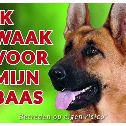 Stickerkoning Duitse Herder Waakbord - Ik waak voor mijn baas