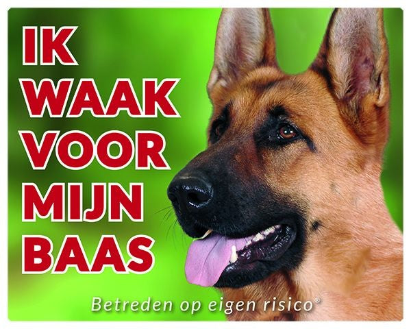 Stickerkoning Duitse Herder Waakbord - Ik waak voor mijn baas