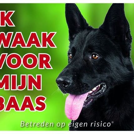 Stickerkoning Duitse Herder Zwart Waakbord - Ik waak voor mijn baas