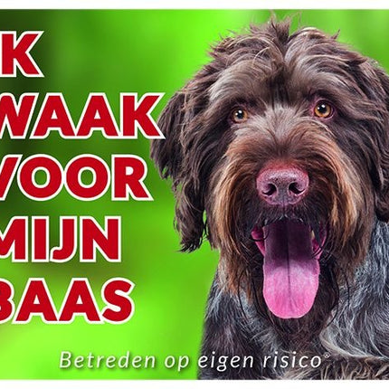 Stickerkoning Duitse Staande Ruwhaar Waakbord - Ik waak voor mijn baas